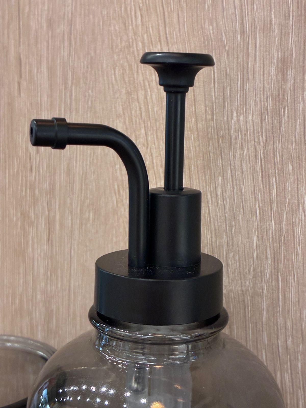 Set Dispensador De Jab n Y Vaso Vidrio Ahumado Para Ba o-3