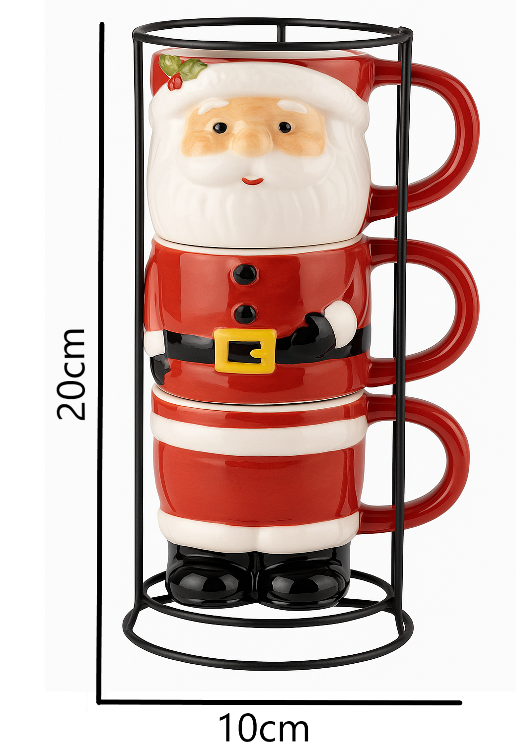 Set 3 Tazas De Cafe Mug De Viejito Pascuero Adorno Navidad Rojo-4