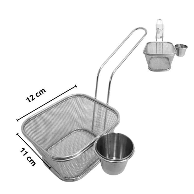 Canasto Cesta Para Papas Fritas Con Salsa Acero Inoxidable-3