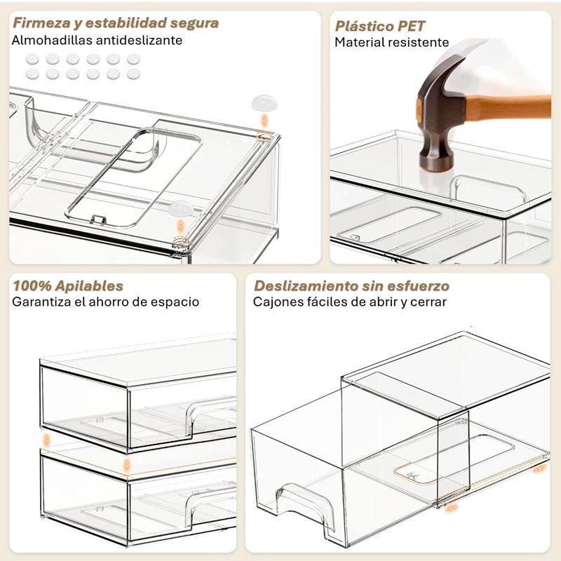 Set 3 Cajas Acrilicas Organizadoras De Maquillaje Y Cocina-2