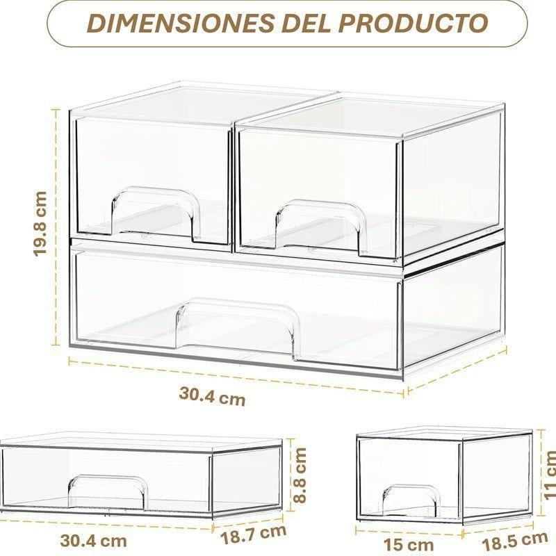Set 3 Cajas Acrilicas Organizadoras De Maquillaje Y Cocina-6