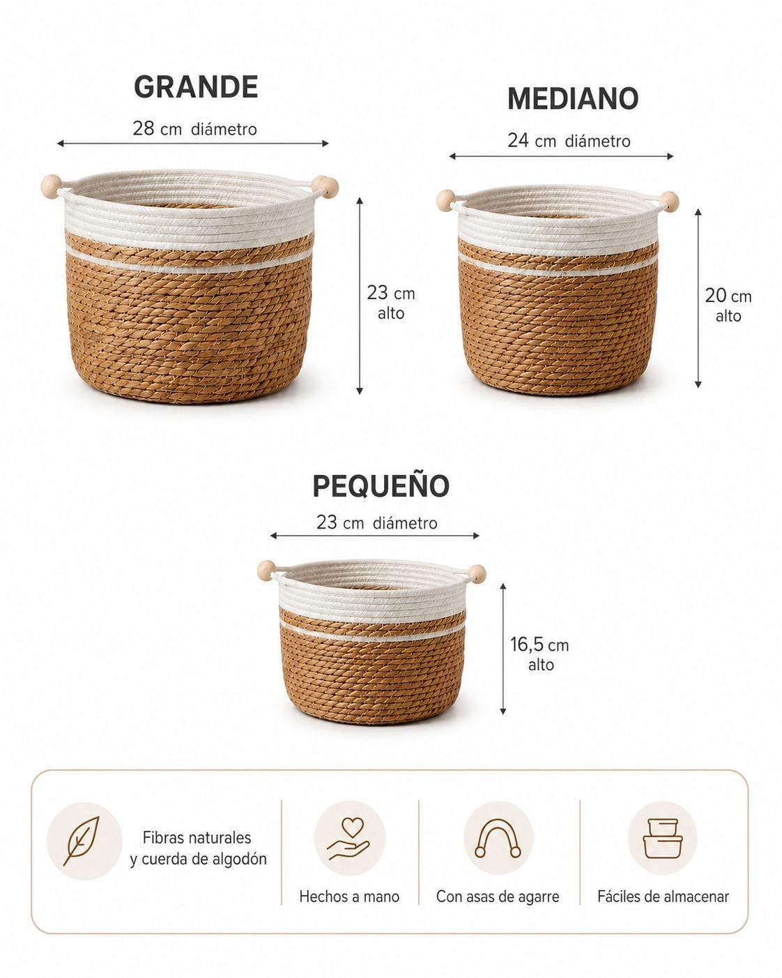 3 Canastos De Algodon Cestas De Almacenamiento Ropa Juguetes-3