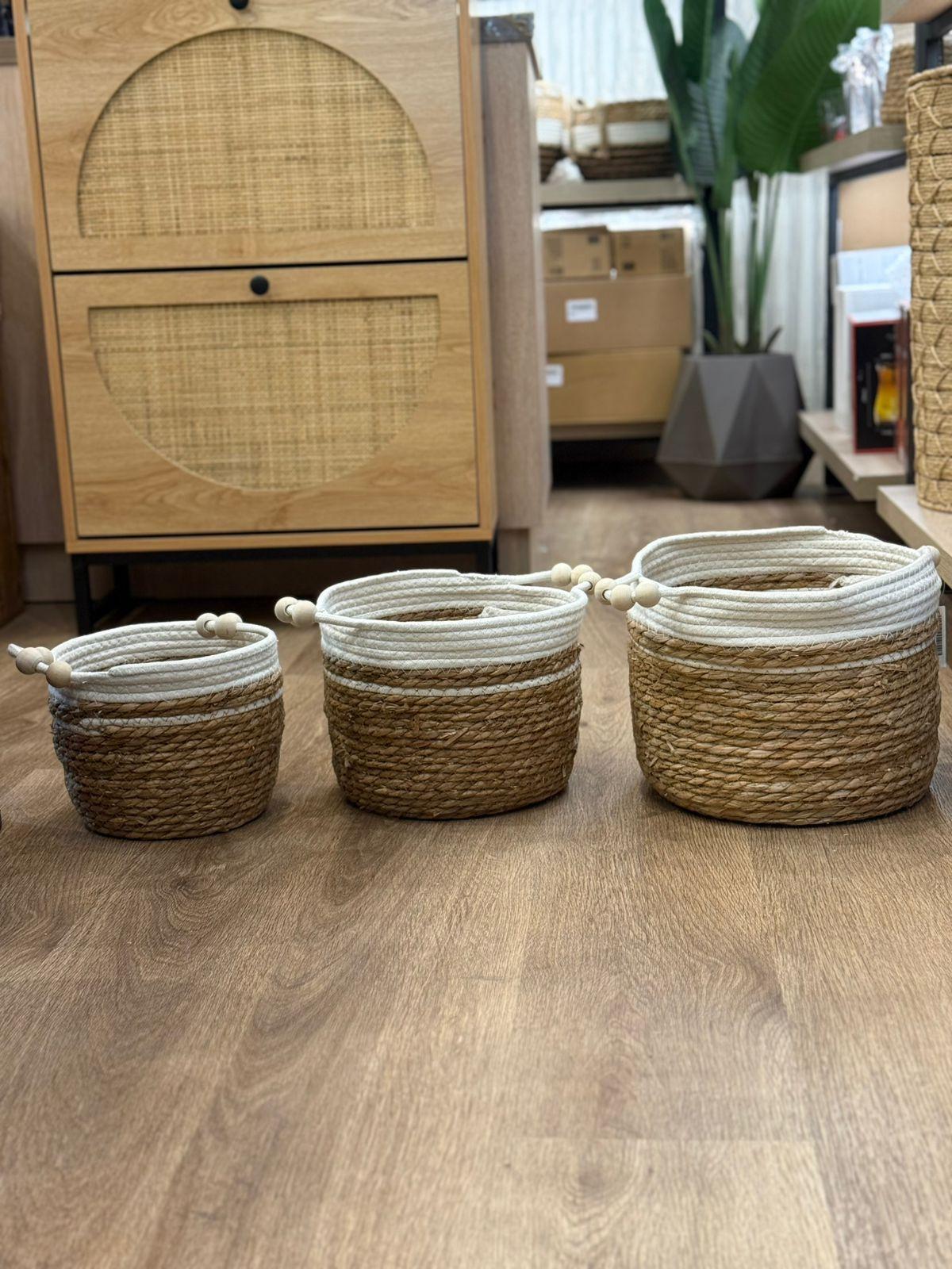 3 Canastos De Algodon Cestas De Almacenamiento Ropa Juguetes-6