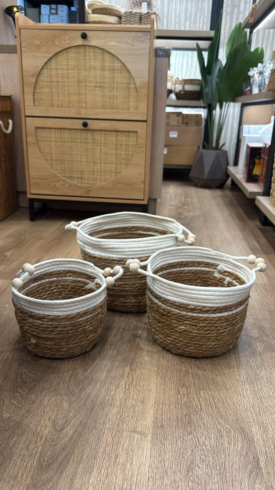 3 Canastos De Algodon Cestas De Almacenamiento Ropa Juguetes-7