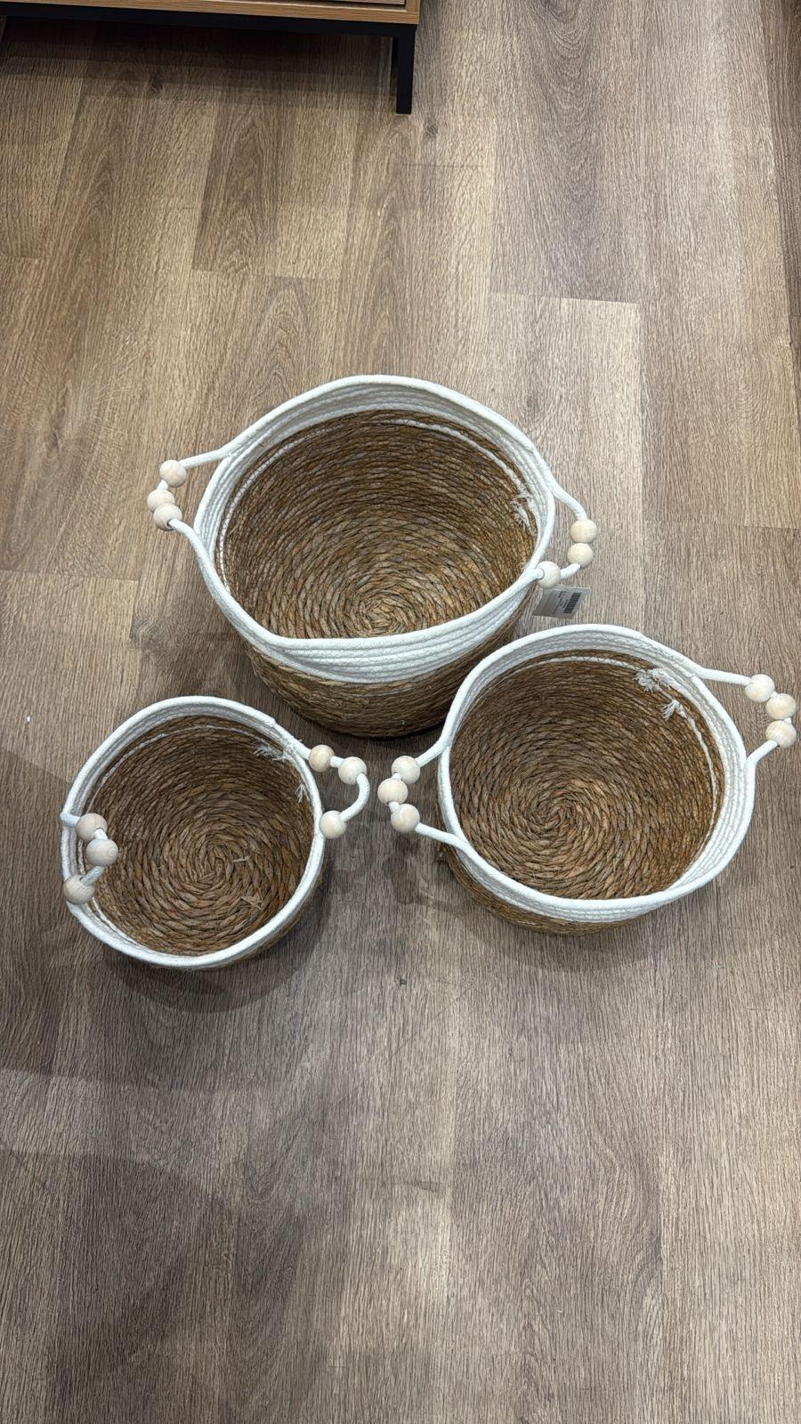 3 Canastos De Algodon Cestas De Almacenamiento Ropa Juguetes-8