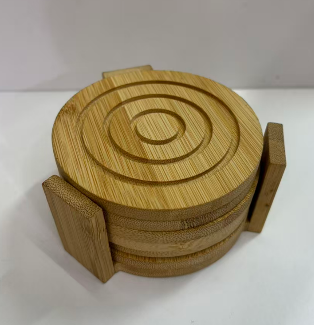 Juego De 6 Posavasos De Bamb Con Base Tapete Para Bebida-6