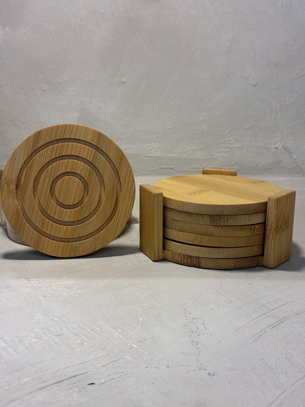 Juego De 6 Posavasos De Bamb Con Base Tapete Para Bebida-7