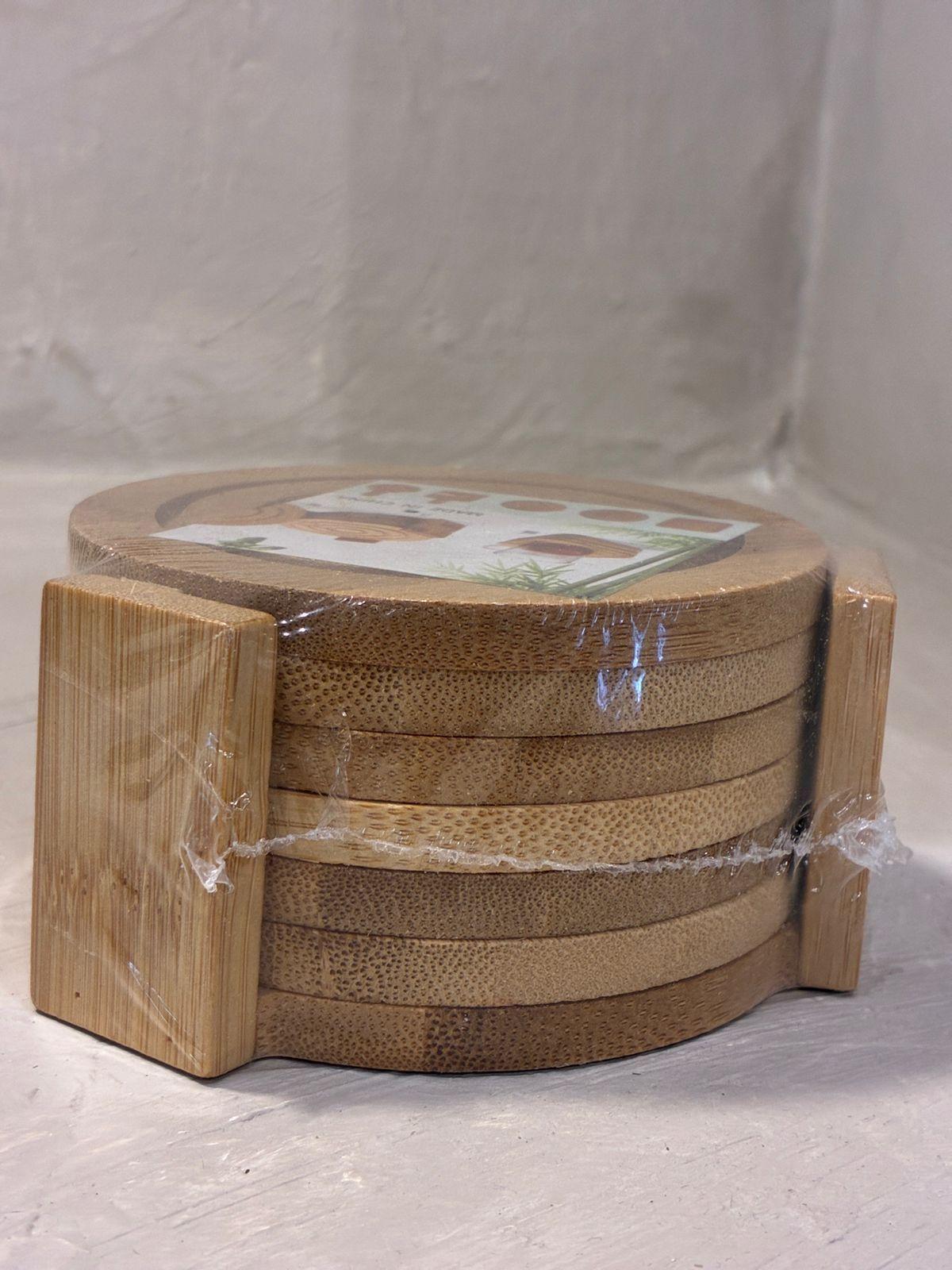 Juego De 6 Posavasos De Bamb Con Base Tapete Para Bebida-8
