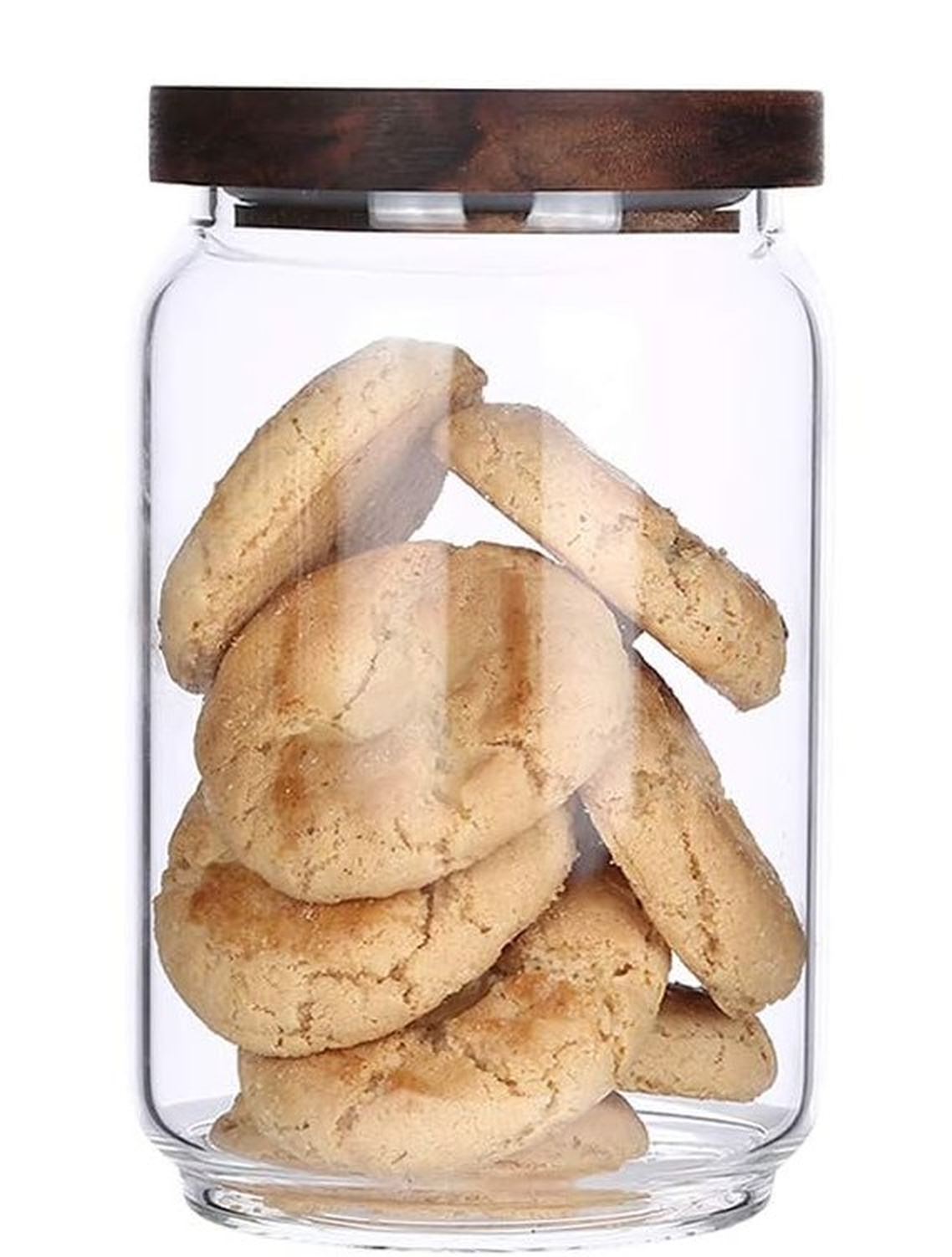 Tarro De Vidrio Hermetico De Cocina Con Tapa De Madera 650ml-0