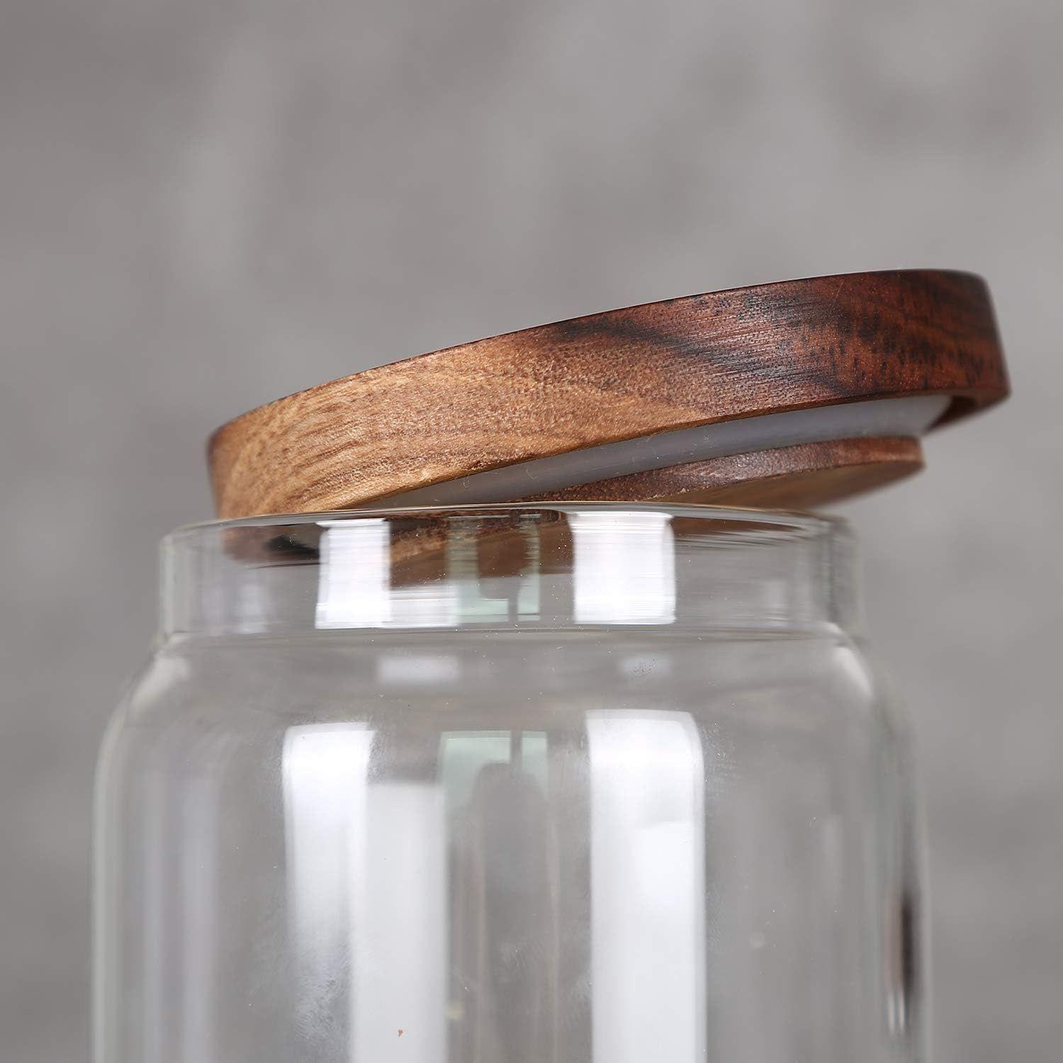 Tarro De Vidrio Hermetico De Cocina Con Tapa De Madera 650ml-2