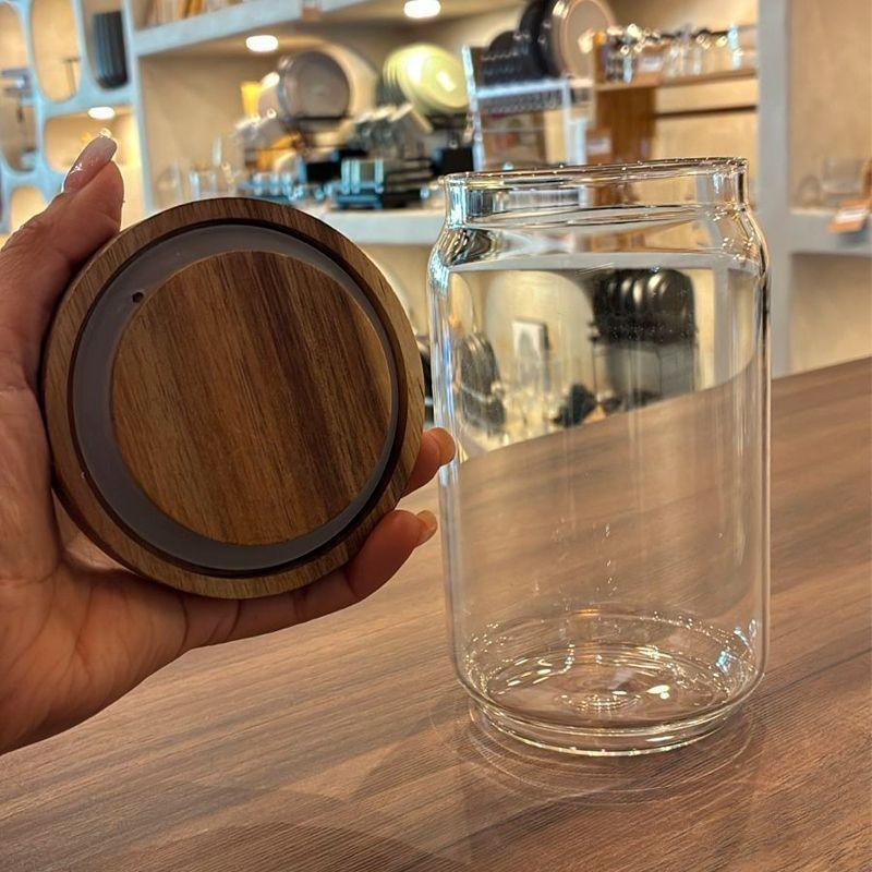 Tarro De Vidrio Hermetico De Cocina Con Tapa De Madera 650ml-6