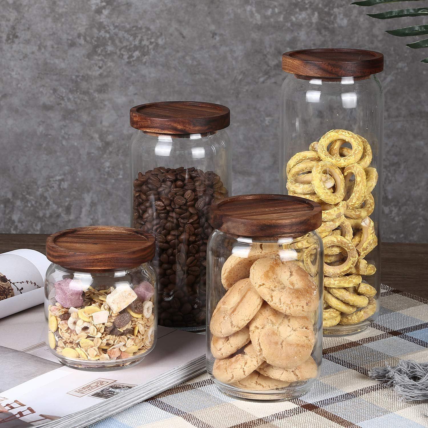 Tarro De Vidrio Hermetico De Cocina Con Tapa De Madera 650ml-7