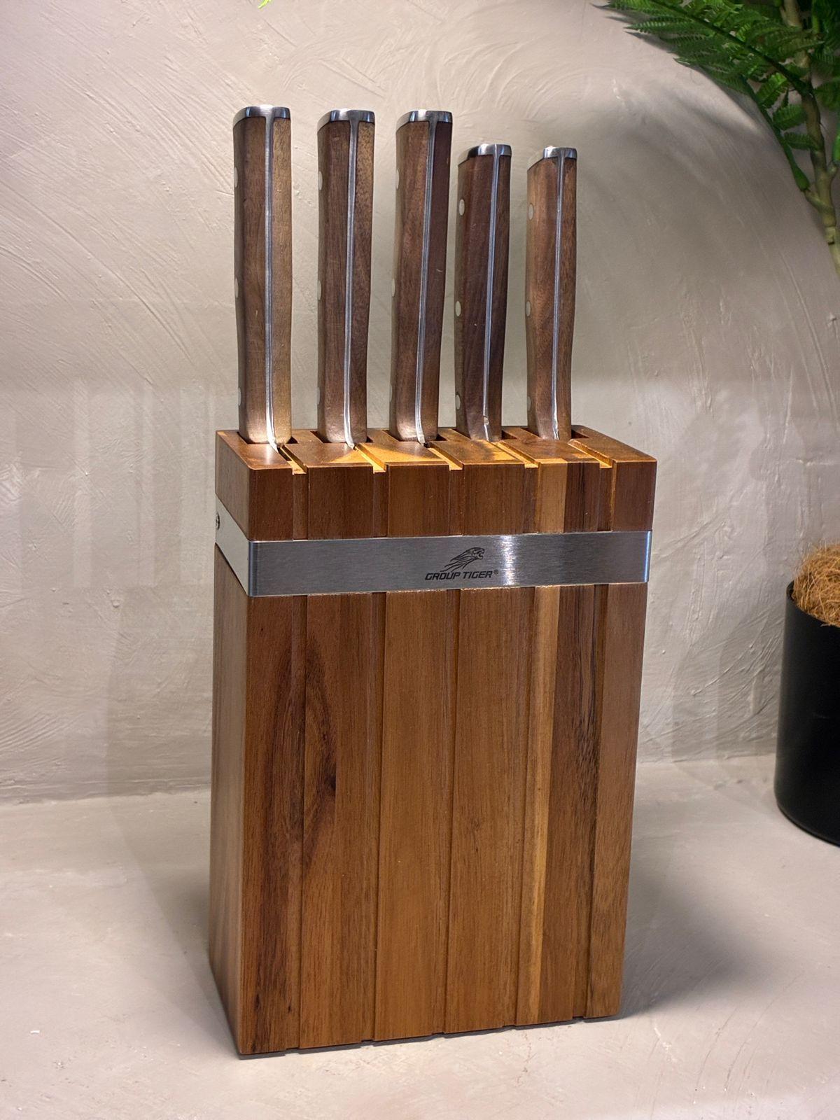 Juego De 5 Cuchillos De Cocina Premium Con Base De Madera-2