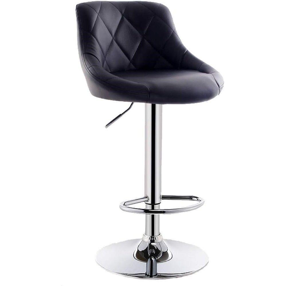 Taburete Negro Silla Bar Cuero Sintentico Altura Regulable Negro Cromado-0