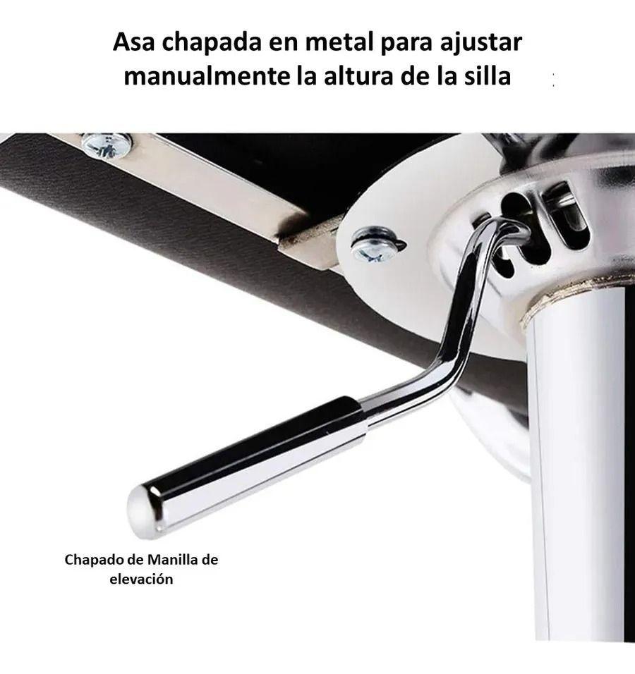 Taburete Negro Silla Bar Cuero Sintentico Altura Regulable Negro Cromado-4