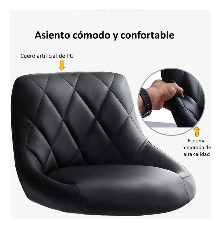 Taburete Negro Silla Bar Cuero Sintentico Altura Regulable Negro Cromado-5