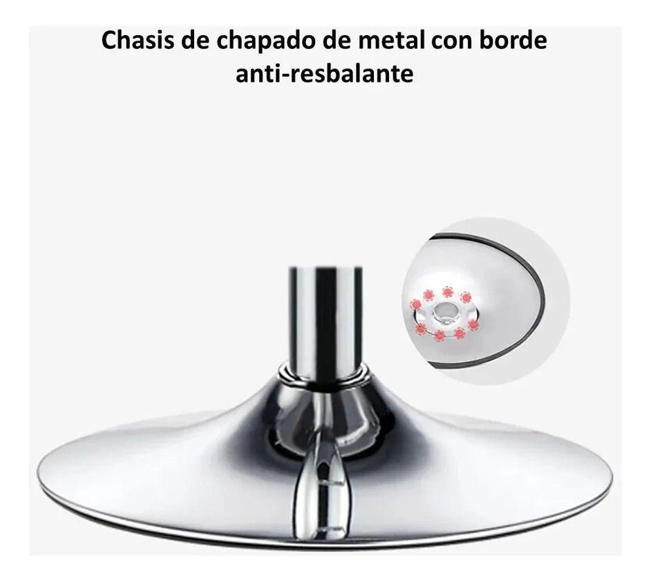 Taburete Negro Silla Bar Cuero Sintentico Altura Regulable Negro Cromado-6