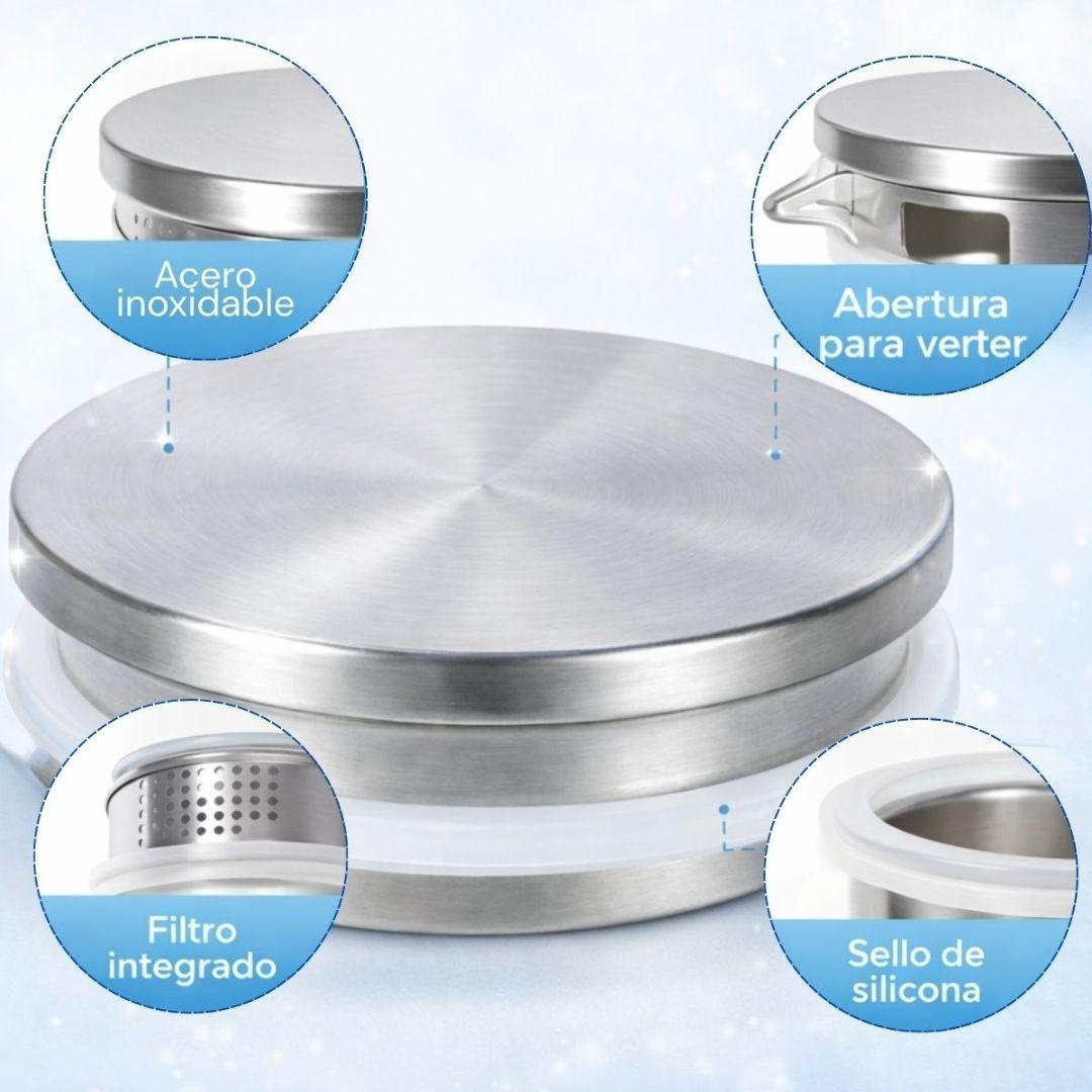 Jarra De Vidrio Con Tapa 1 8lt Y 6 Vasos 220ml Con Relieve-2