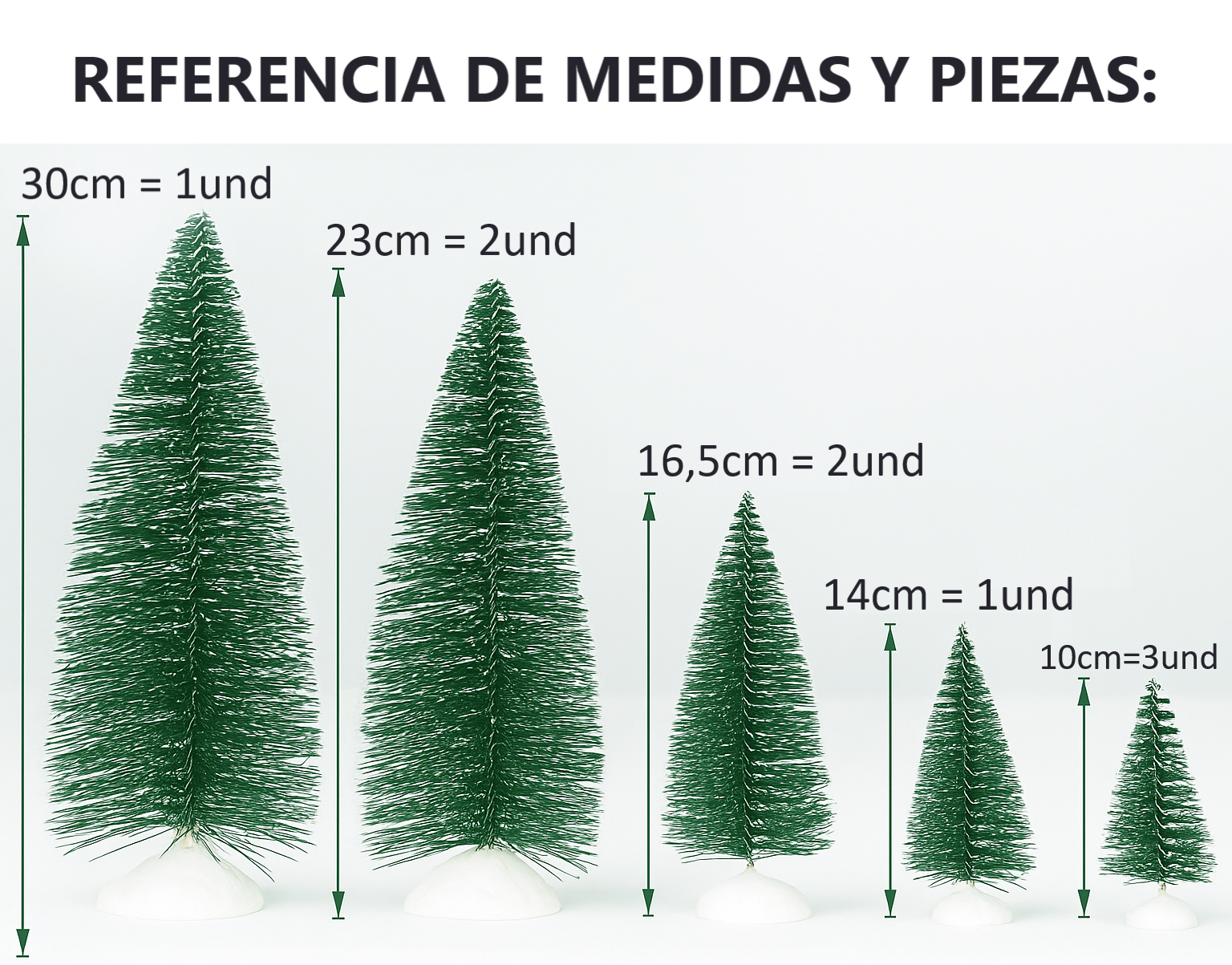 Set 9 Mini Arbol De Navidad 9 Pinos Pequeños Decorativo-7