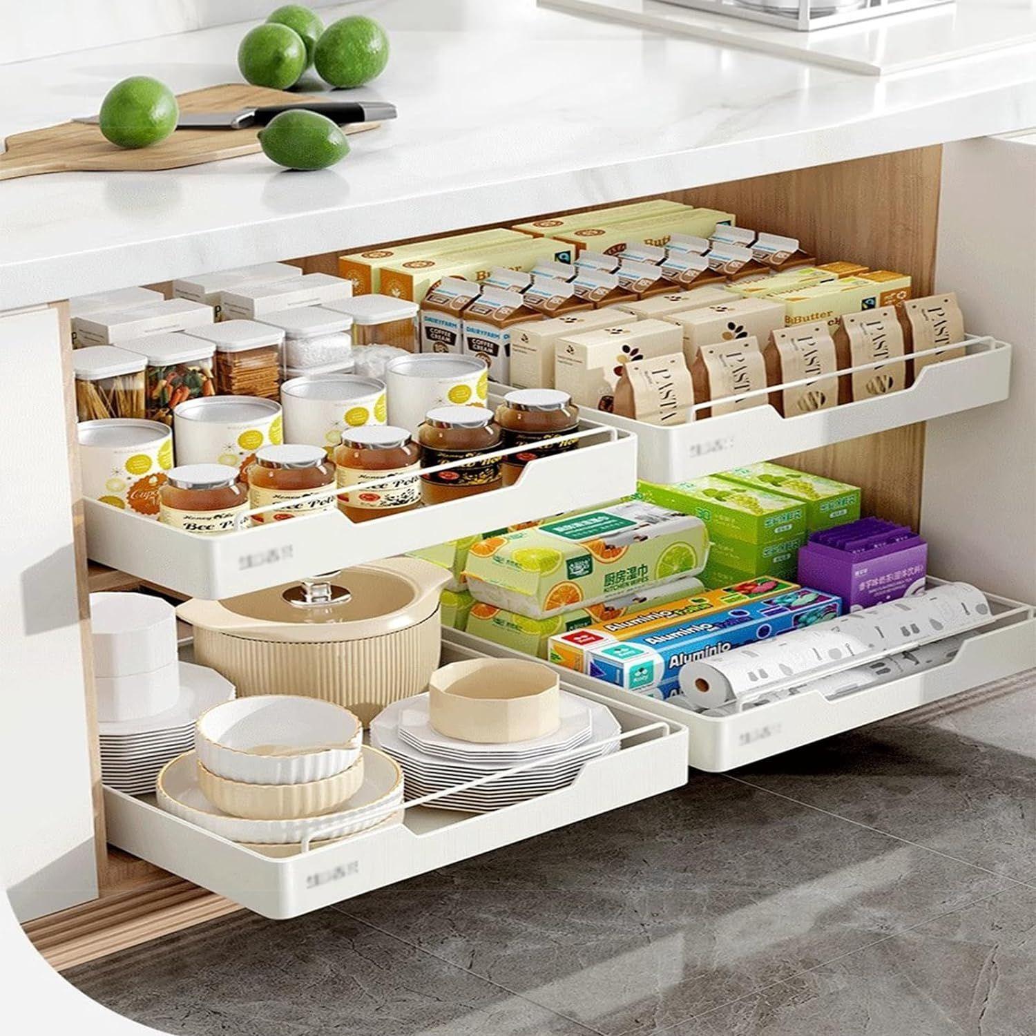 Organizador De Cocina Repisa Extraible Para Cajones Bandeja Desplegable Organizador Modular-7