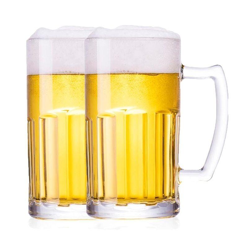 Pack 2 Vaso Cervecero Grande Con Asa Jarra Cerveza 600ml-0