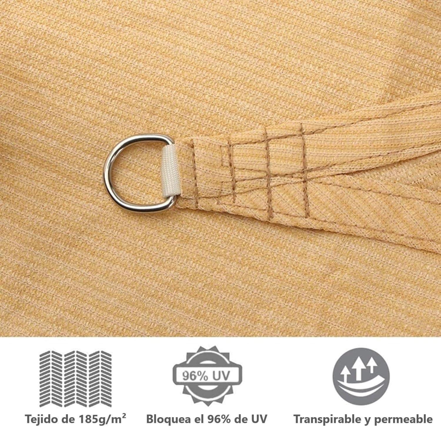 Lona Sombreadora Toldo Vela Permeable + Kit De Anclaje Jior 5x5mts-4