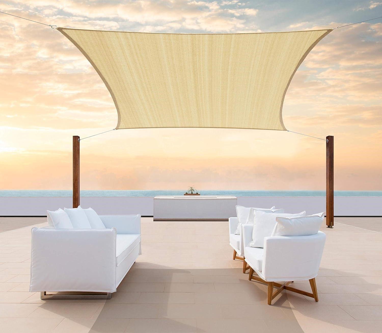 Lona Sombreadora Toldo Vela Permeable + Kit De Anclaje Jior 5x5mts-5