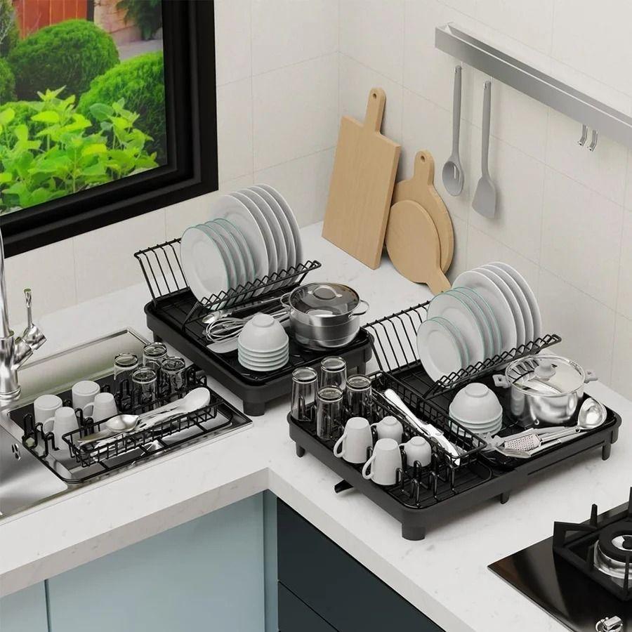 Secaplatos Escurridor Cocina Acero Inoxidable Plegable Loza-3