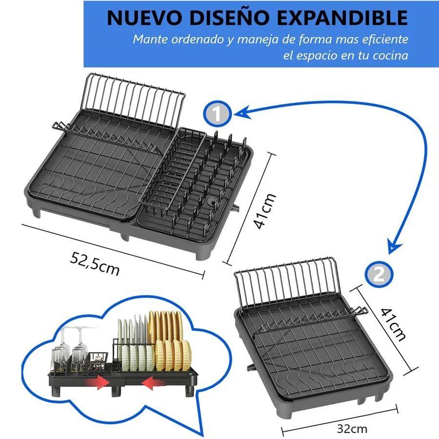 Secaplatos Escurridor Cocina Acero Inoxidable Plegable Loza-6