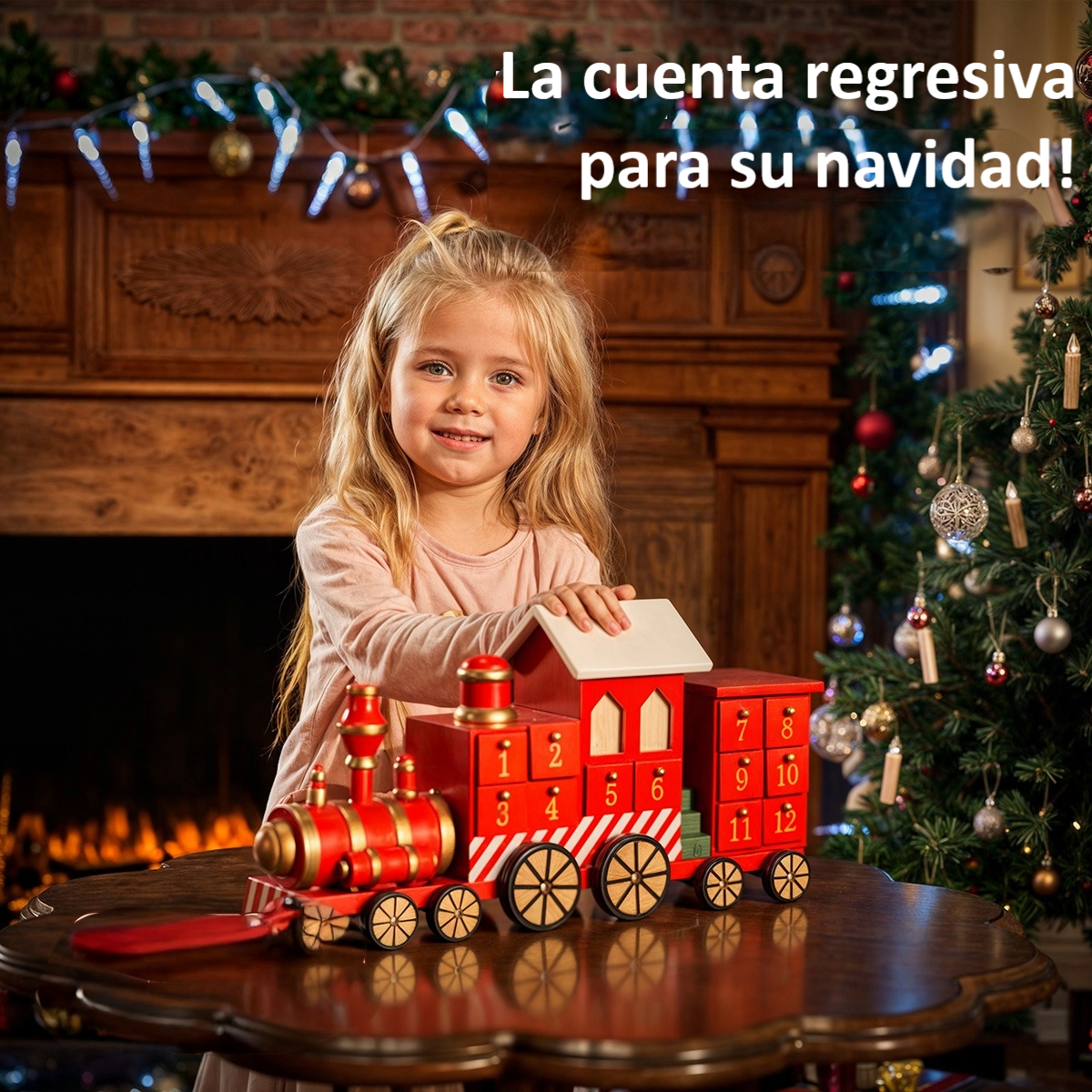Calendario De Adviento De Tren De Madera Navidad 24 Cajones Trencito Rojo -7