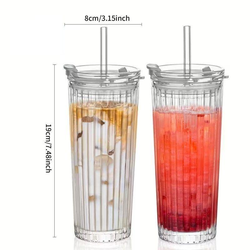 Vaso Hermetico De Vidrio En Relieve Con Tapa Bombilla 520ml WakesHome-4