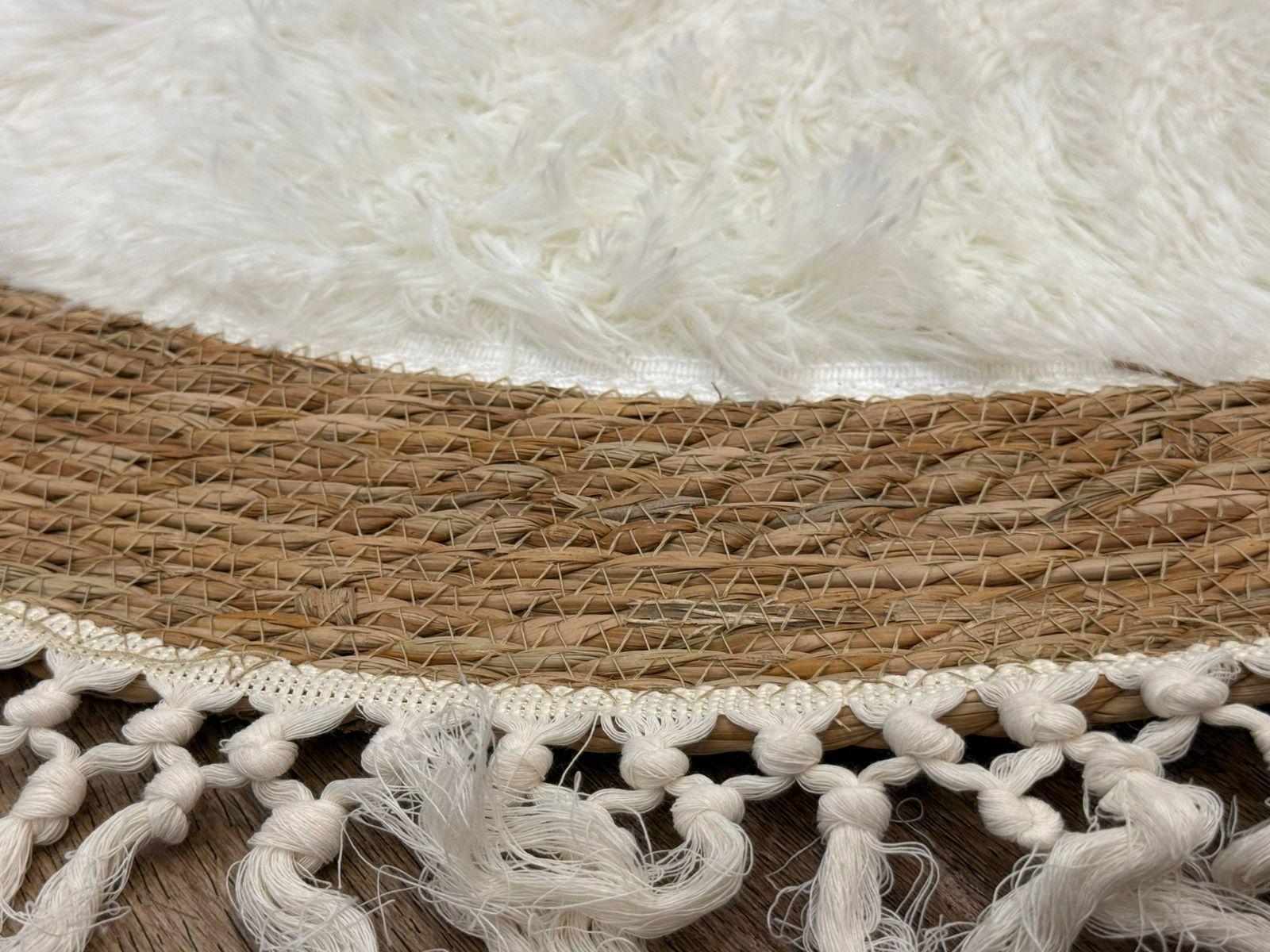 Alfombra Living Redonda De Yute 115cm Dise o Boho Con Flecos-7