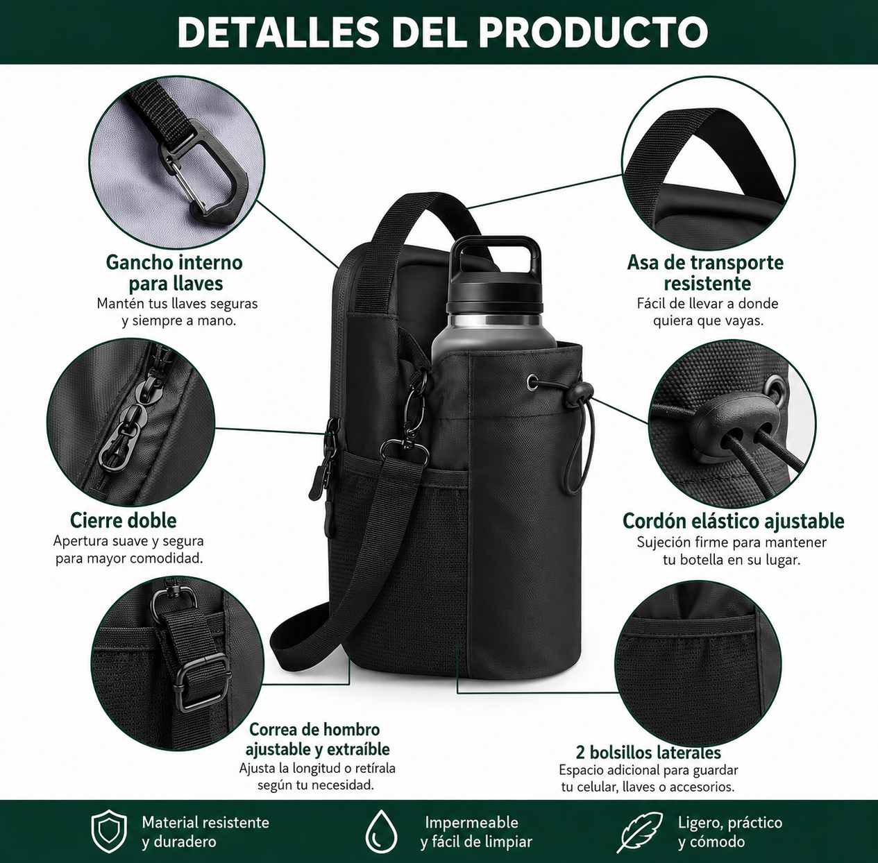Bolso Magn tico Para Gimnasio Soporte Para Botella De Agua-5