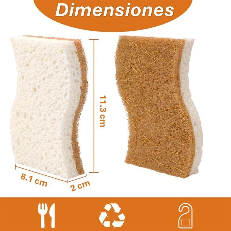 12 Esponjas De Cocina Naturales Celulosa Y Coco Biodegradable-1