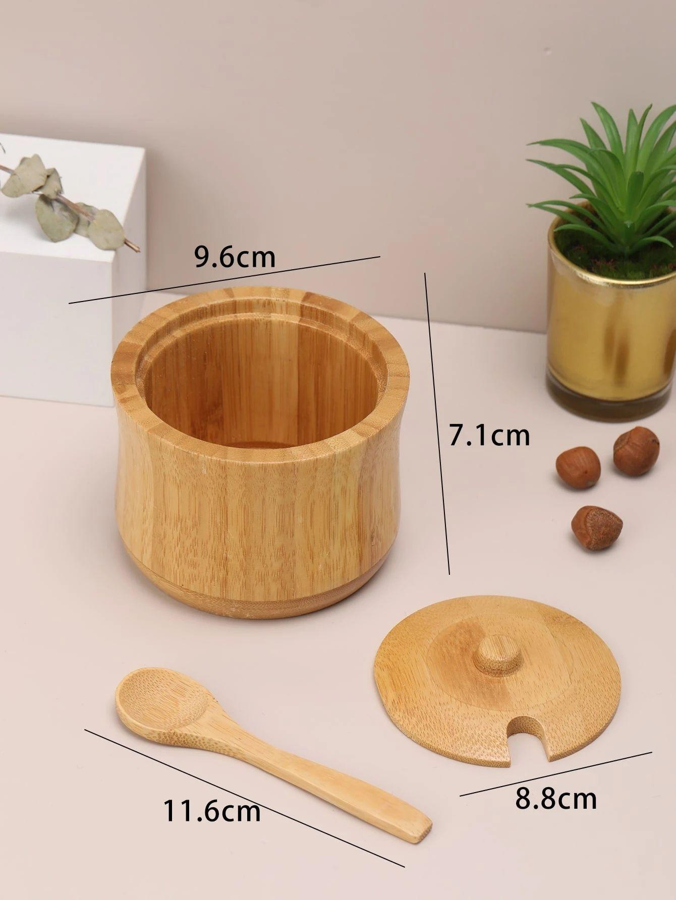 Tarro Azucarero De Bamb Con Tapa Y Cuchara Para Cocina-3