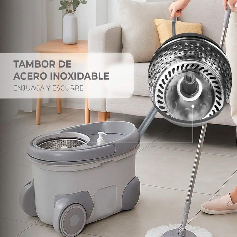 Cubo De Trapeador Universal Balde Acero Centrifugo Con Mopa-3