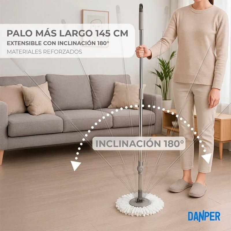 Cubo De Trapeador Universal Balde Acero Centrifugo Con Mopa-4