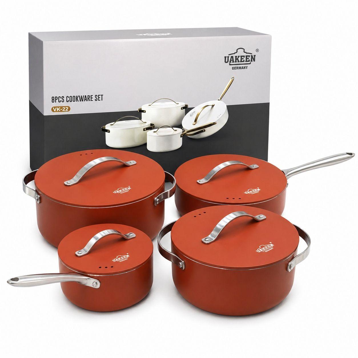 Juego De Ollas Anti Adherente Bateria De Cocina 8 Piezas-0