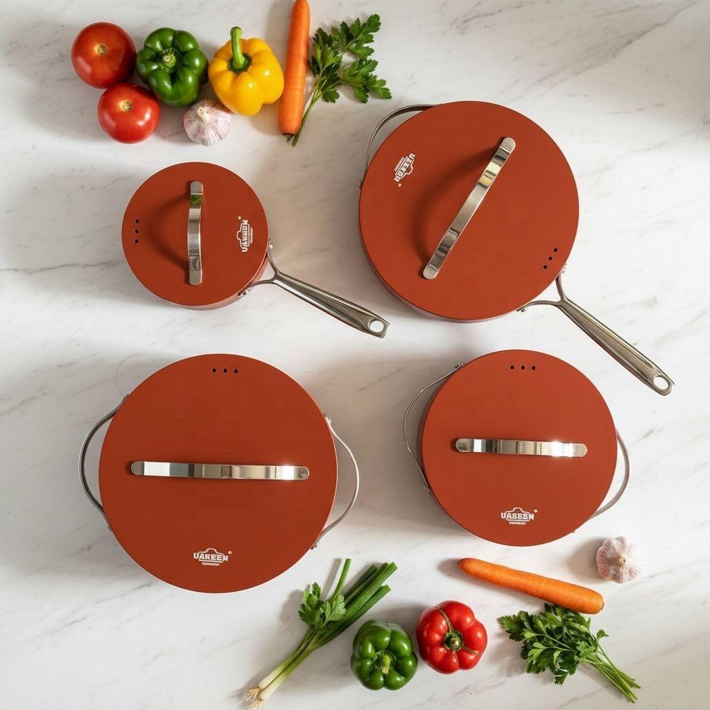 Juego De Ollas Anti Adherente Bateria De Cocina 8 Piezas-2