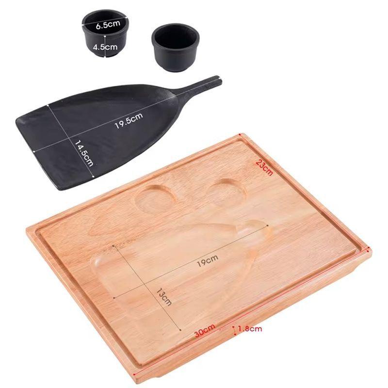 Plancha Grill De Hierro negra Con Base De Madera Vajilla Gourmet-1