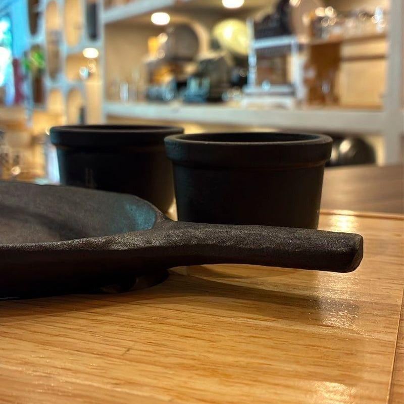 Plancha Grill De Hierro negra Con Base De Madera Vajilla Gourmet-3