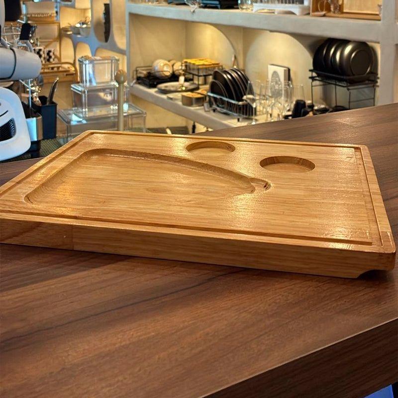 Plancha Grill De Hierro negra Con Base De Madera Vajilla Gourmet-4