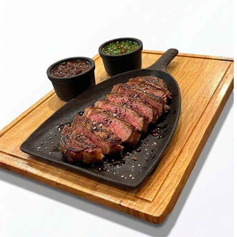Plancha Grill De Hierro negra Con Base De Madera Vajilla Gourmet-5