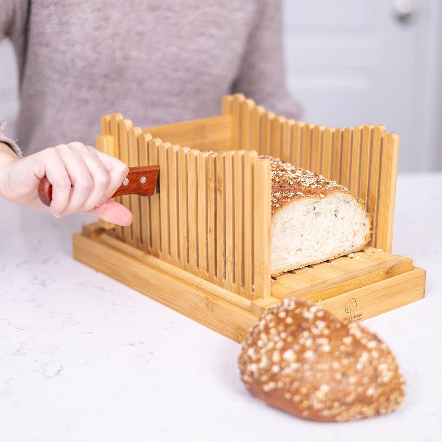 Cortador De Pan De Bambú Con Cuchillo De Acero Inoxidable Bamboo-2