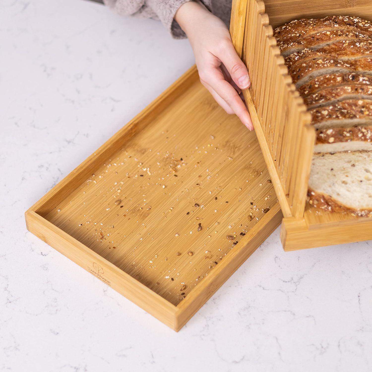 Cortador De Pan De Bambú Con Cuchillo De Acero Inoxidable Bamboo-3