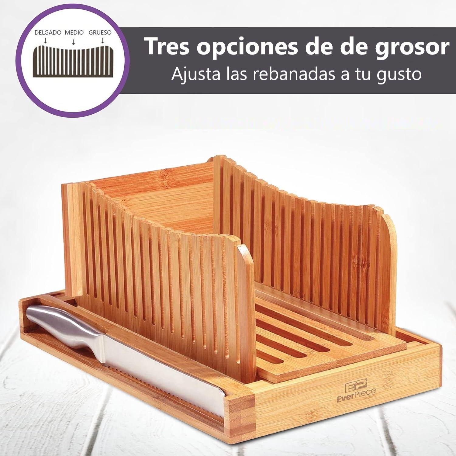 Cortador De Pan De Bambú Con Cuchillo De Acero Inoxidable Bamboo-5