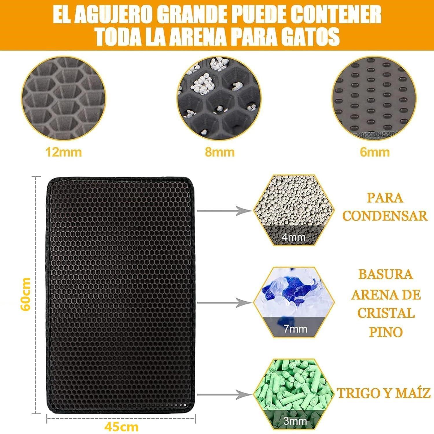 Alfombra Para Atrapar Arena De Gatos Tapete Arenero Mascotas Color Negro 45*60cm-4
