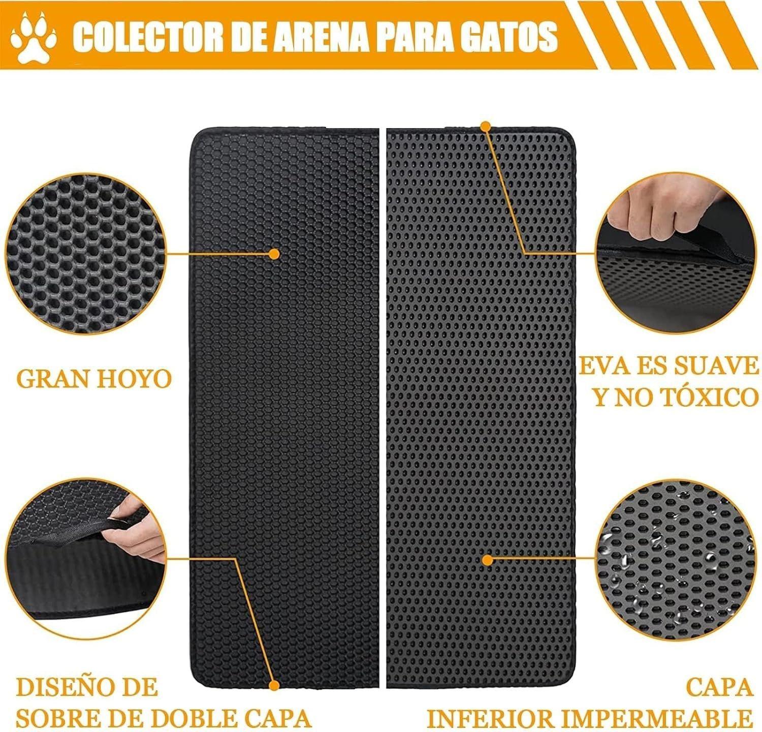 Alfombra Para Atrapar Arena De Gatos Tapete Arenero Mascotas Color Negro 45*60cm-5