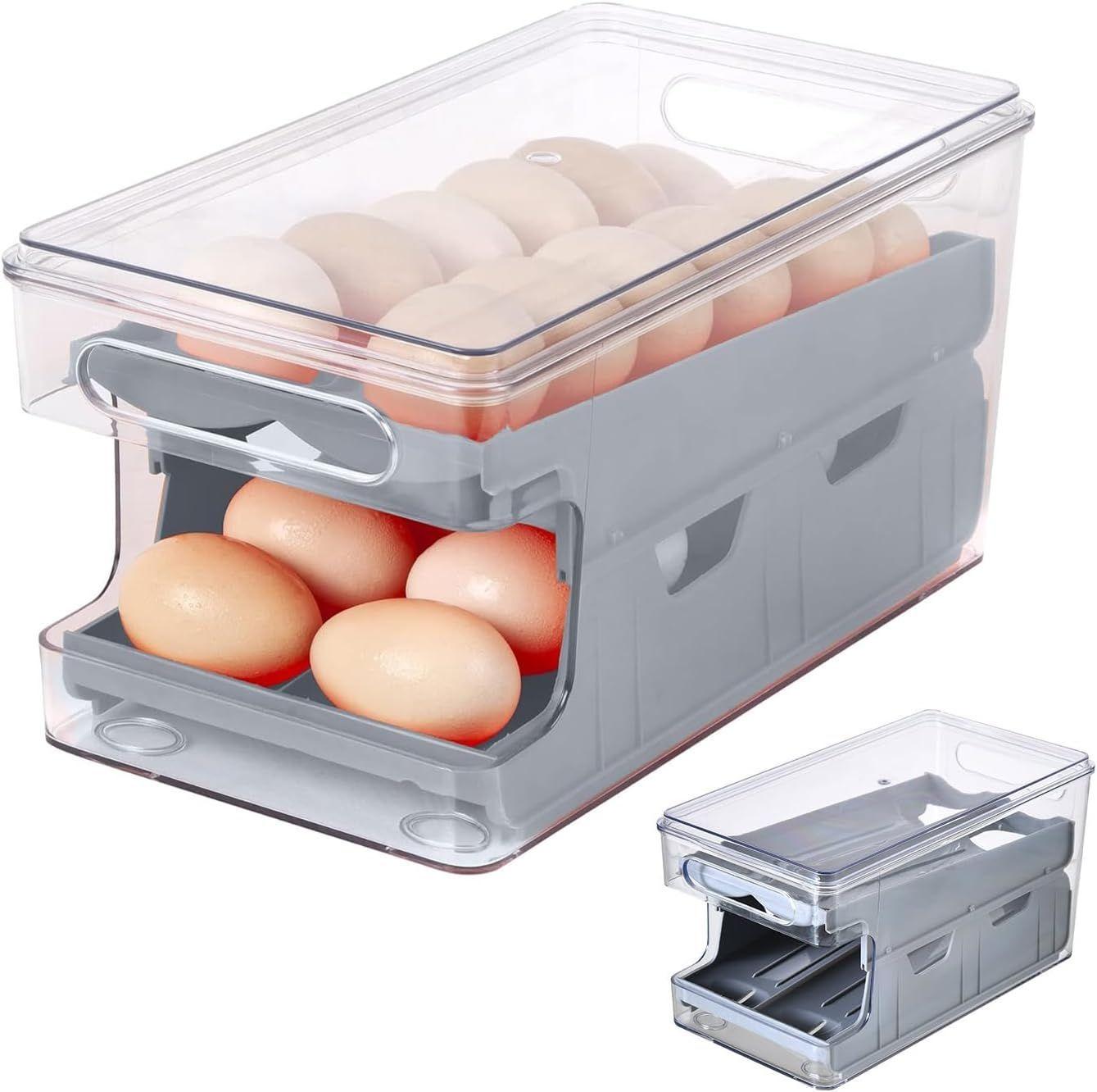 Organizador De Huevos Dispensador De Huevos Porta Huevos 26und Color Gris Huevera De Cocina-0