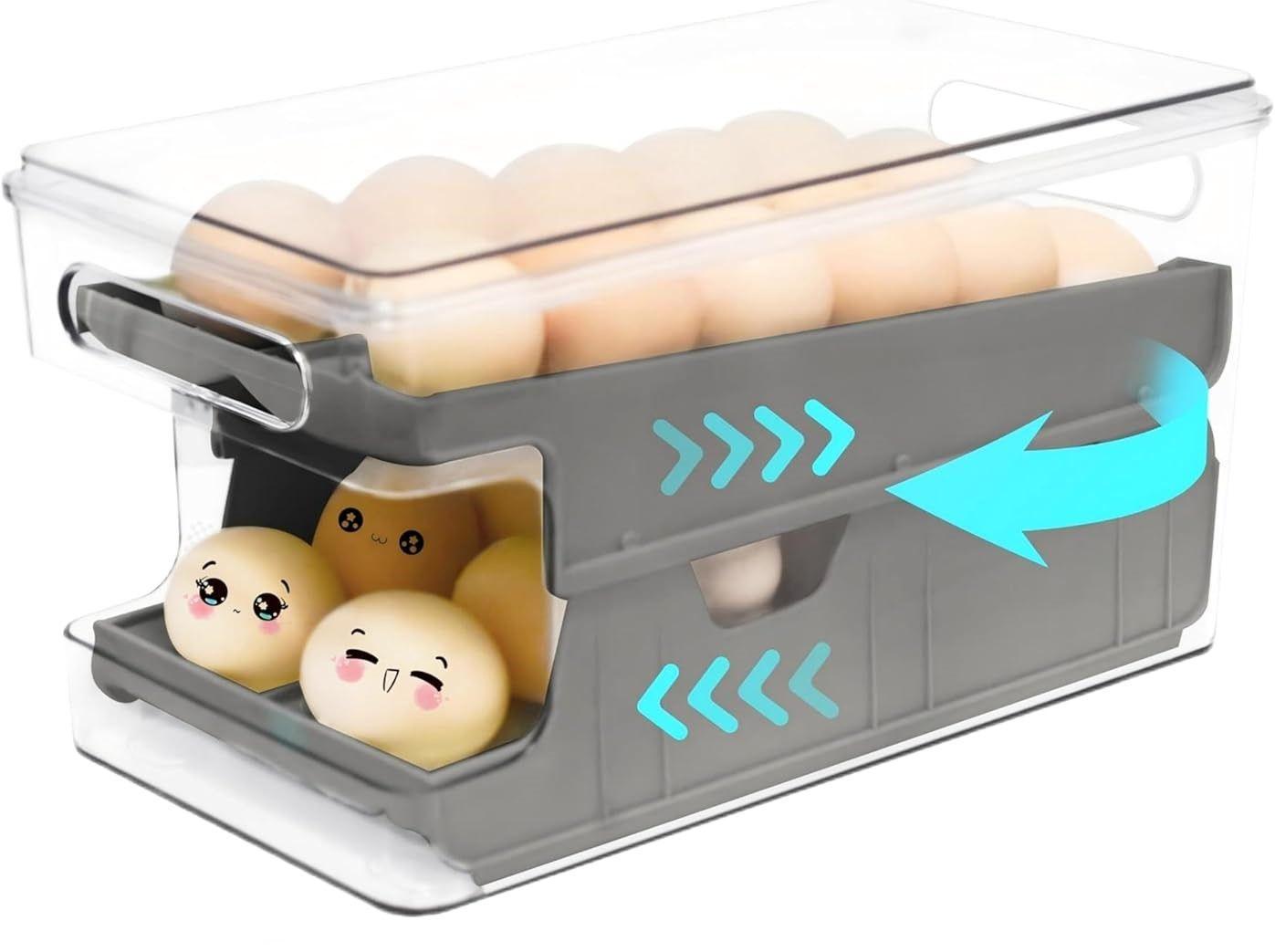 Organizador De Huevos Dispensador De Huevos Porta Huevos 26und Color Gris Huevera De Cocina-1